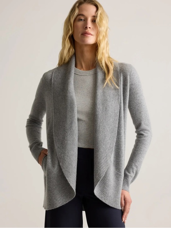 Quince Sweaters - Women’s Quince Heather GreyMongolian Cashmere Open Cardigan Size Medium